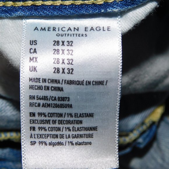 American Eagle Mens 28 x 32 Acid wash Distressed Destroyed FLEX Jeans - Picture 4 of 11